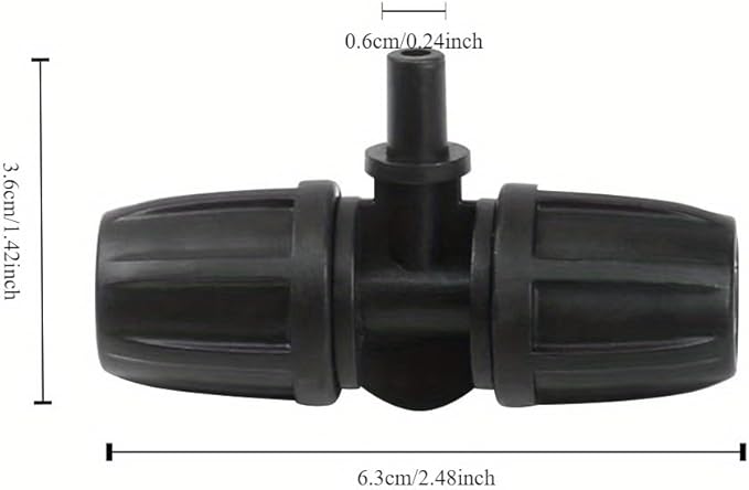 10PCS 5/16 Inch Irrigation Fittings For (5/16" ID X0.43-0.47" OD) Tubing- 1/4 inch Irrigation Tubing, Anti-Drop Locked Barbed Reducing Tee For Drip Hose (BLACK)-BloomoryGarden