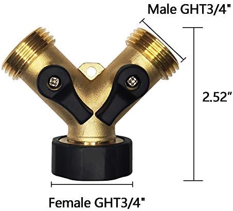 HQMPC 2 Pcs Hose Splitter 2 Way Valve Garden Hose Y Splitter Hose Splitter Garden Hose Splitter 2 Way Faucet Splitter 3/4"Female &2 Male 3/4" GHT