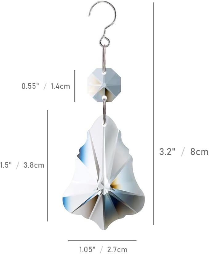 12pcs Crystal Prism Suncatchers, Hanging Crystals Chandelier Replacement for Windows, Christmas Trees Shape Rainbow Maker Home Decoration-BloomoryGarden
