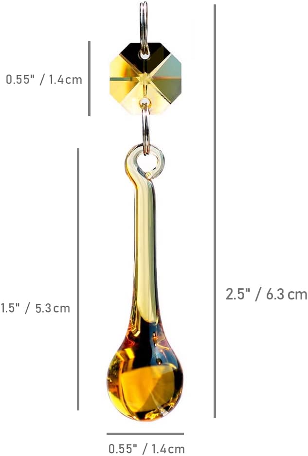 12pcs Raindrop Crystal Chandelier Prisms Parts, 53mm Hanging Crystals Beads for Chandeliers, Home Decoration (Topaz)-BloomoryGarden