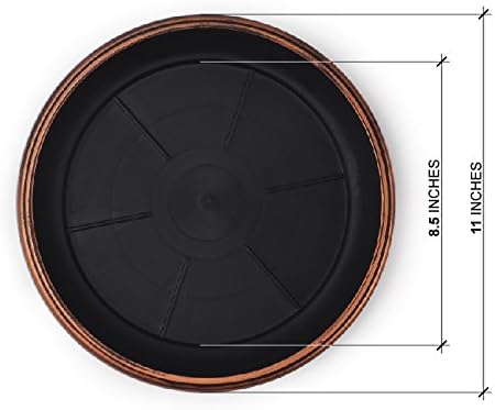 11" Decorative Heavy Duty Tray/Saucer (2 Pack) Rustic Medieval/French Country Look, Pot/Planter Base for Indoor/Outdoor Decor Use. Long Lasting, Reusable Light Weight (11 inches, Copper)-BloomoryGarden