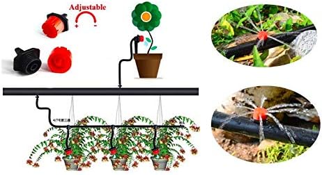 (100-PACK) - 360 Degree 1/4" Inch Universal Barbed Drip Emitter - Adjustable Flow 0-18.5 GPH Fit 1/4 (4-7mm) Drip Irrigation Tubing - Professional Grade Drippers for Drip Irrigation-BloomoryGarden