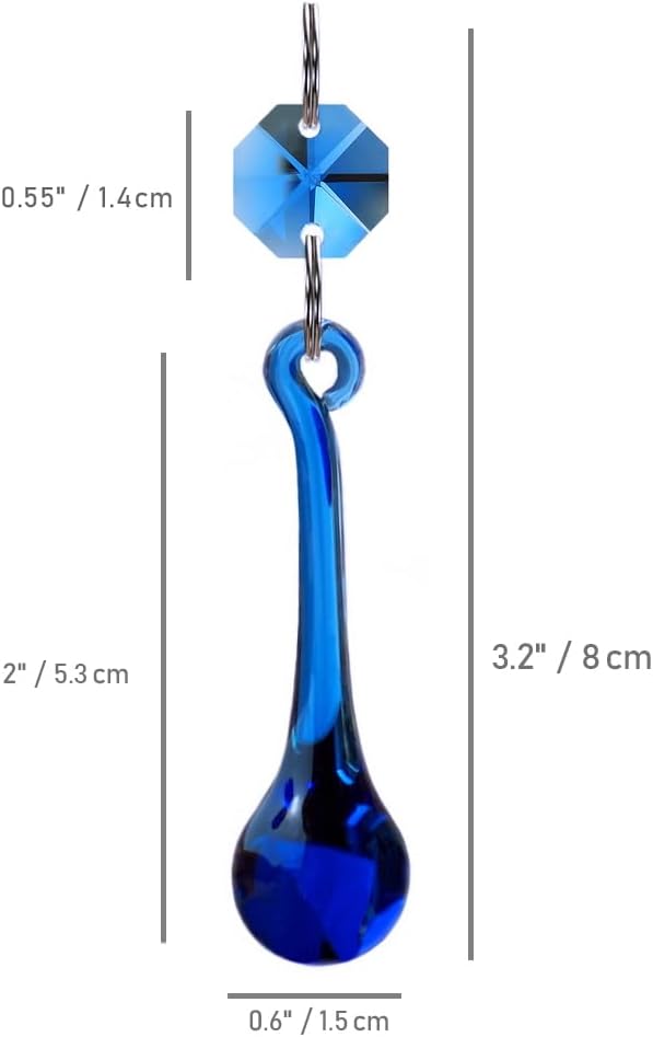 12pcs Raindrop Crystal Chandelier Prisms Parts, Colored 53mm Hanging Crystals Beads for Window, Home Decoration (Multi Color)-BloomoryGarden