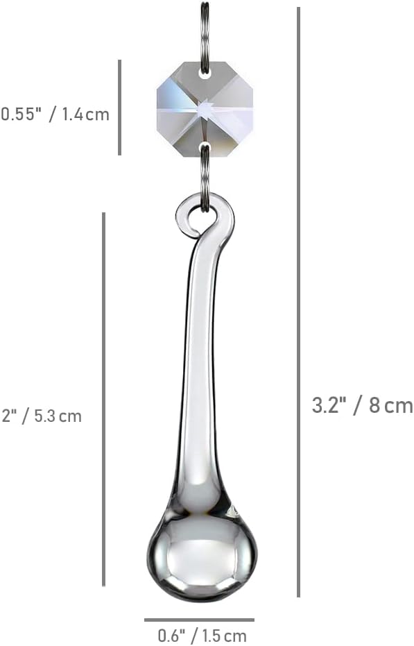 12pcs Raindrop Crystal Chandelier Prisms Parts, Hanging Crystals Beads for Chandeliers, Home Decoration-BloomoryGarden