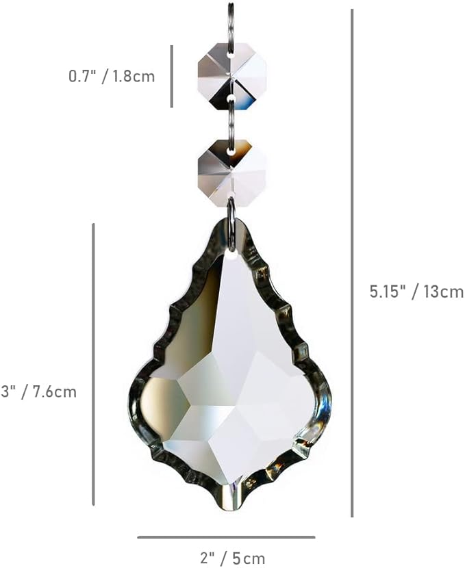 12pcs Crystal Chandelier Maple Leaf Prism Pendant Parts, 76mm Hanging Crystals Beads for Chandelier Wedding Decoration Clear-BloomoryGarden