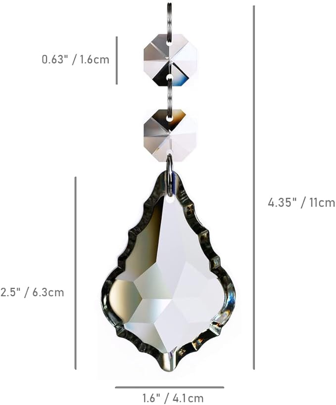 12pcs Maple Leaf Crystal Chandelier Prism Pendant Parts, 63mm Hanging Crystals Beads for Chandelier Wedding Decoration Clear-BloomoryGarden