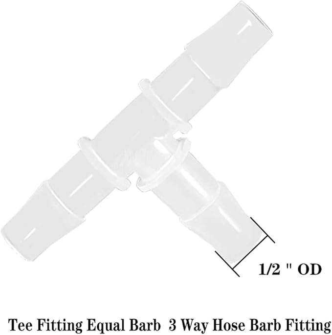 1/2" Tee Fitting Equal Barb 3 Way Hose Barb Fitting,Splicer Joint Mender Adapter Union Fitting for Fuel Gas Liquid Air (Pack of 5)-BloomoryGarden