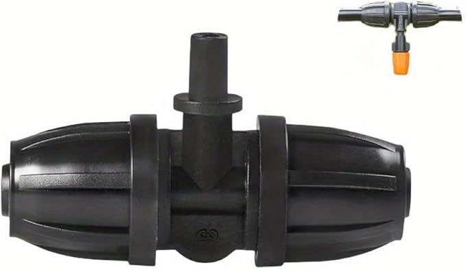 10PCS 5/16 Inch Irrigation Fittings For (5/16" ID X0.43-0.47" OD) Tubing- 1/4 inch Irrigation Tubing, Anti-Drop Locked Barbed Reducing Tee For Drip Hose (BLACK)-BloomoryGarden