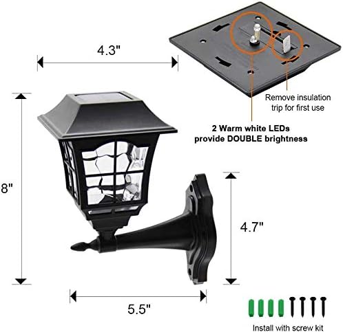MAGGIFT 2 Pack Solar Wall Lantern Outdoor, Exterior Waterproof 15 Lumens Solar Sconce Light Fixture with Wall Mount Kit for Front Door Fence Garden Decor-BloomoryGarden