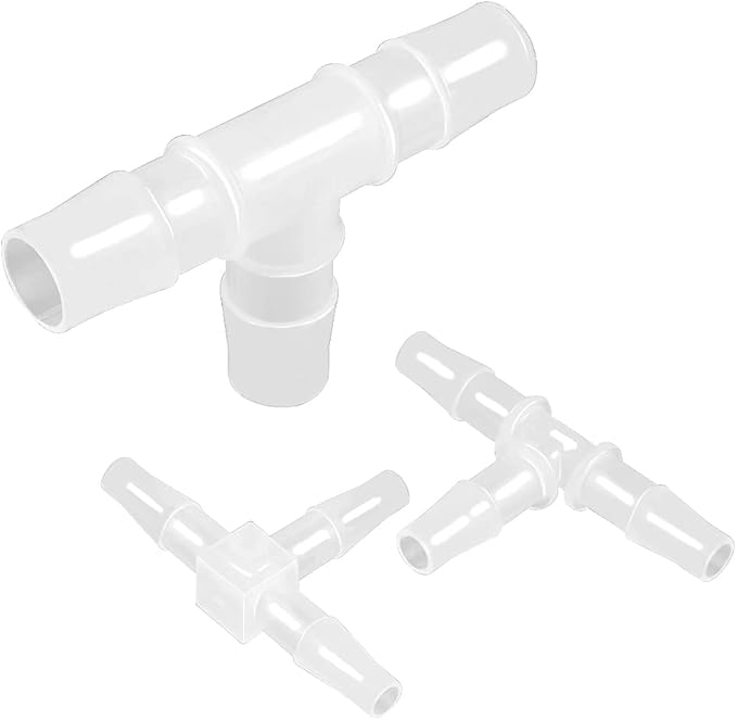 1" Tee Fitting Equal Barb 3 Way Hose Barb Fitting Splicer Joint Mender Adapter Union Fitting for Fuel Gas Liquid Air (Pack of 5)-BloomoryGarden