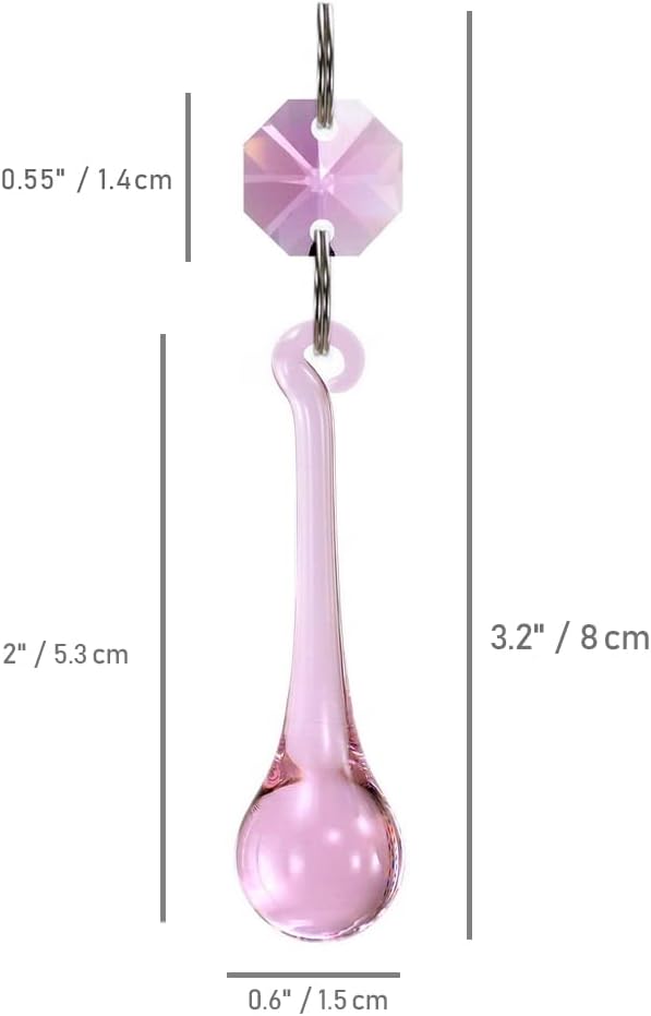 12pcs Raindrop Crystal Chandelier Prisms Parts, 53mm Hanging Crystals Beads for Chandeliers, Home Decoration (Pink)-BloomoryGarden