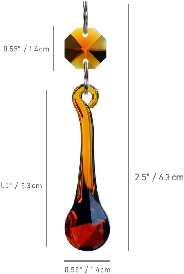 12pcs Raindrop Crystal Chandelier Parts, 53mm Hanging Crystals Glass Beads for Window, Curtain Decoration (Amber)-BloomoryGarden