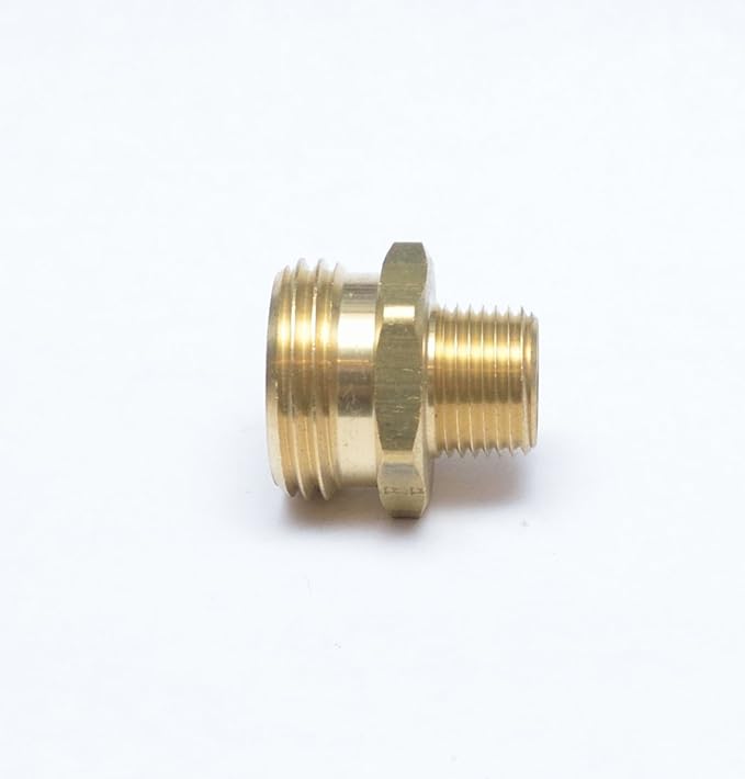 1/2" Male NPT MPT MIP to 3/4" Male GHT Garden Hose Thread Adapter Brass Fitting Fuel/Air/Water/Boat/Gas/Oil WOG House/Boat/Lawn/Power Wash/Irrigation-BloomoryGarden