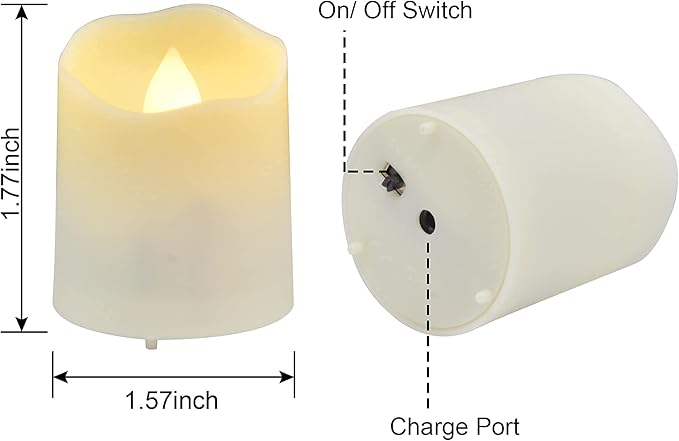 12 PCS Rechargeable Candles Flameless Tea Lights with Remote, USB LED Tealights with Timer Flickering Fake Candle, Votive Tea Light for Halloween, Holiday, Christmas, Party, Home Decorations-BloomoryGarden