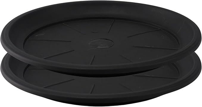 11" Decorative Heavy Duty Tray/Saucer (2 Pack) Pot/Planter Base for Indoor/Outdoor Decor (11 inches, Black)-BloomoryGarden