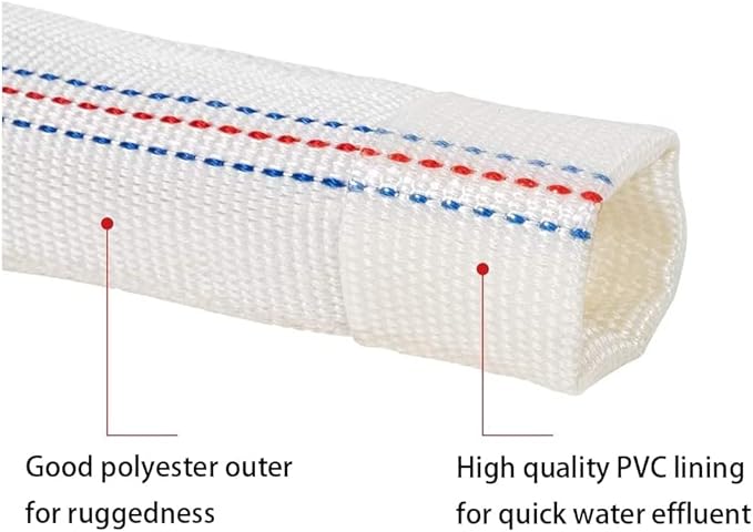 1" 30M-98FT Lay-Flat Hose Water Pool Cleaning Belt Discharge Pump Hose With Aluminum Clamps Fittings Fire Hose Length Connection Pump Hose for House,Garden,Irrigation, Water pumping hose Firehose-BloomoryGarden