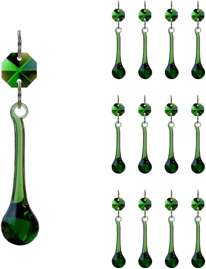 12pcs Raindrop Crystal Chandelier Prisms Parts, Hanging Crystals Beads for Chandeliers, Home Decoration-BloomoryGarden
