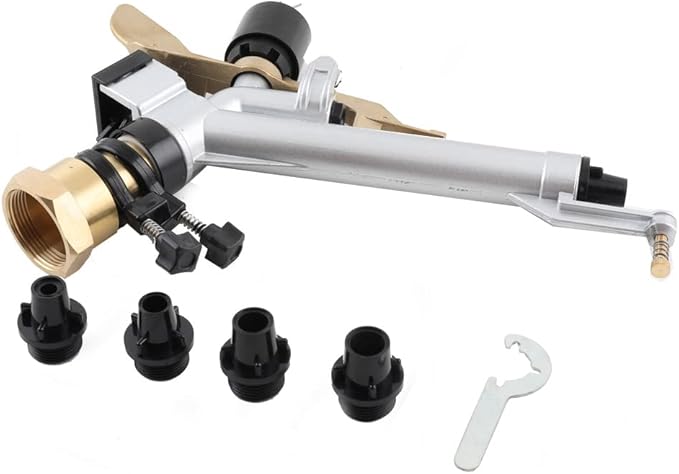 1.5" 360° Adjustable Impact Spray Gun Sprinkler with Nozzle Set, Water Spray Gun Large-Area Agriculture Irrigation Spray Gun Watering Sprinkler for Garden Farm Lawn-BloomoryGarden