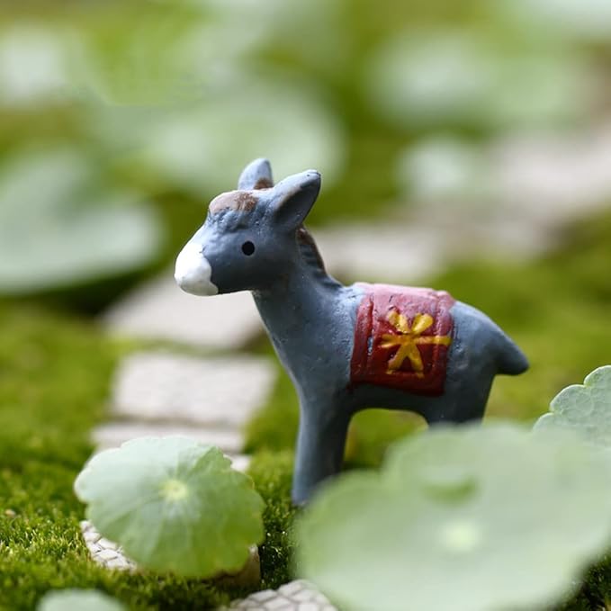 MAOMIA 20pcs Miniature Donkey Figurines Easter Cake Toppers, Mini Donkey DIY Craft Plant Pot Fairy Garden Landscape Decor Ornament-BloomoryGarden