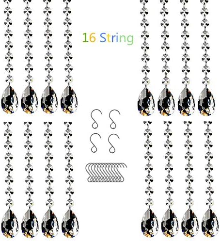 16 Pack 20" Hanging Crystals for Chandeliers Clear Teardrop Crystal Chandelier Pendants Parts Beads, Chandelier Crystals-BloomoryGarden