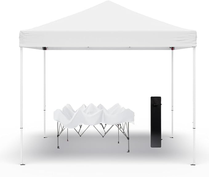10x10ft Pop Up Canopy Tent,Heavy Duty Waterproof Folding Tent for Camping Parties Events Parties,Outdoor Canopy,Portable Sun Shelter,3 Adjustable Height(White)-BloomoryGarden