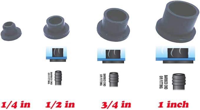 HORTIPOTS 1/4 Inch Rubber Grommet Pack of 25 Top Hat, 6 mm ID Small Tophat Grommet for OD 1/4 Inch Vinyl Rubber Tubing in Hydroponic and Irrigation Systems (Pack of 25)