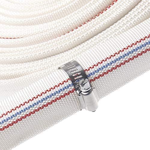 1" 30M-98FT Lay-Flat Hose Water Pool Cleaning Belt Discharge Pump Hose With Aluminum Clamps Fittings Fire Hose Length Connection Pump Hose for House,Garden,Irrigation, Water pumping hose Firehose-BloomoryGarden