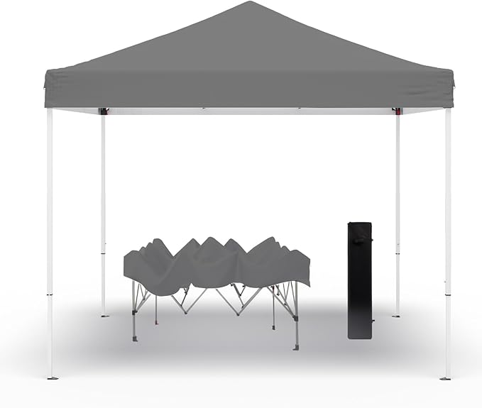 10x10ft Pop Up Canopy Tent,Heavy Duty Waterproof Folding Tent for Camping Parties Events Parties,Outdoor Canopy,Portable Sun Shelter,3 Adjustable Height(Grey)-BloomoryGarden