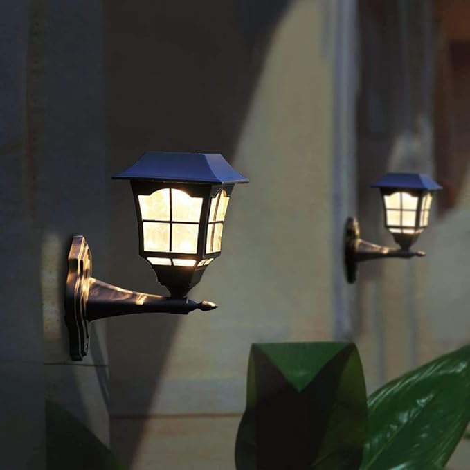 MAGGIFT 2 Pack Solar Wall Lantern Outdoor, Exterior Waterproof 15 Lumens Solar Sconce Light Fixture with Wall Mount Kit for Front Door Fence Garden Decor-BloomoryGarden
