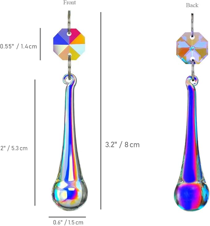 12pcs Raindrop Crystal Chandelier Prisms Parts, Hanging Crystals Beads for Chandeliers, Home Decoration-BloomoryGarden