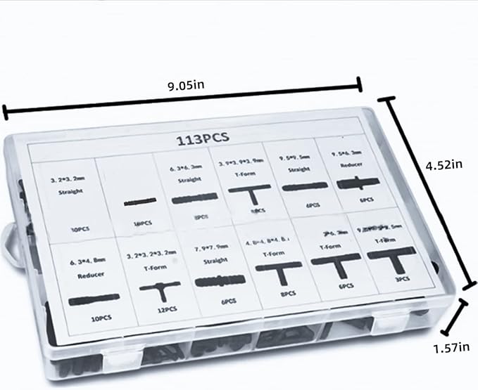 zipelo 113 Pieces Barbed Connectors, Car Quick Coupling Water Jet Tube, Drip Irrigation Fittings Kit, Water Hose Connector, Straight Barbs Tees Reducer Types, Garden Lawn Irrigation System-BloomoryGarden