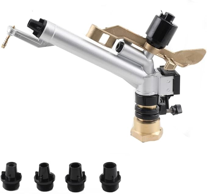 1.5" 360° Adjustable Impact Spray Gun Sprinkler with Nozzle Set, Water Spray Gun Large-Area Agriculture Irrigation Spray Gun Watering Sprinkler for Garden Farm Lawn-BloomoryGarden