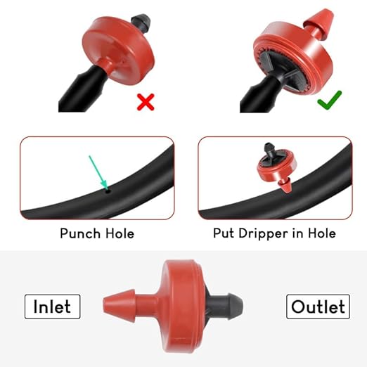 0.5 GPH Pressure Compensating Junior (PCJ) with Barb Outlet Dripper Emitters (100)-BloomoryGarden