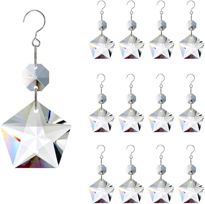 12pcs Crystal Suncatchers, Hanging Crystals Chandelier Prisms for Windows, Rainbow Maker Home Decoration-BloomoryGarden