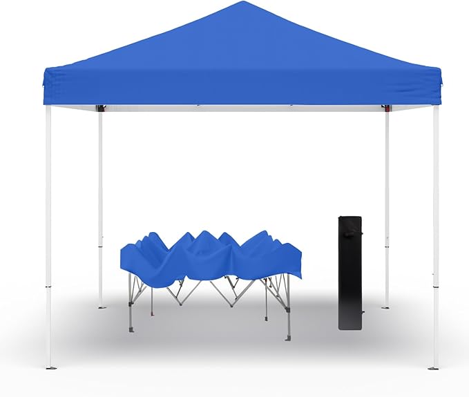10x10ft Pop Up Canopy Tent,Heavy Duty Waterproof Folding Tent for Camping Parties Events Parties,Outdoor Canopy,Portable Sun Shelter,3 Adjustable Height(Blue)-BloomoryGarden