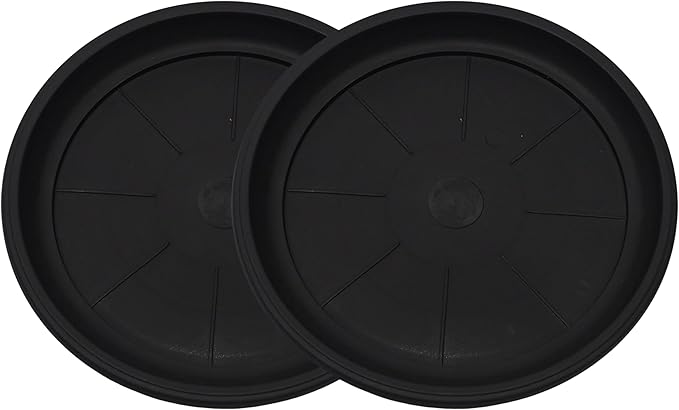 13" Heavy Duty Tray/Saucer (2 Pack) Country Look, Pot/Planter Base for Indoor/Outdoor Decor Use. Long Lasting, Reusable Light Weight (13 inches, Black)-BloomoryGarden