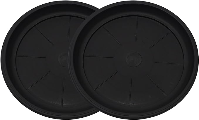 11" Decorative Heavy Duty Tray/Saucer (2 Pack) Pot/Planter Base for Indoor/Outdoor Decor (11 inches, Black)-BloomoryGarden