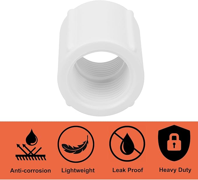 10Pack 3/4" Double Female Thread PVC Pipe Coupling Adapter Pipe Fitting Connector (Female x Female) SCH40 3/4Inch PVC Female Threaded Pipe Coupling for Sprinkler,Irrigation,Swimming Pools-BloomoryGarden