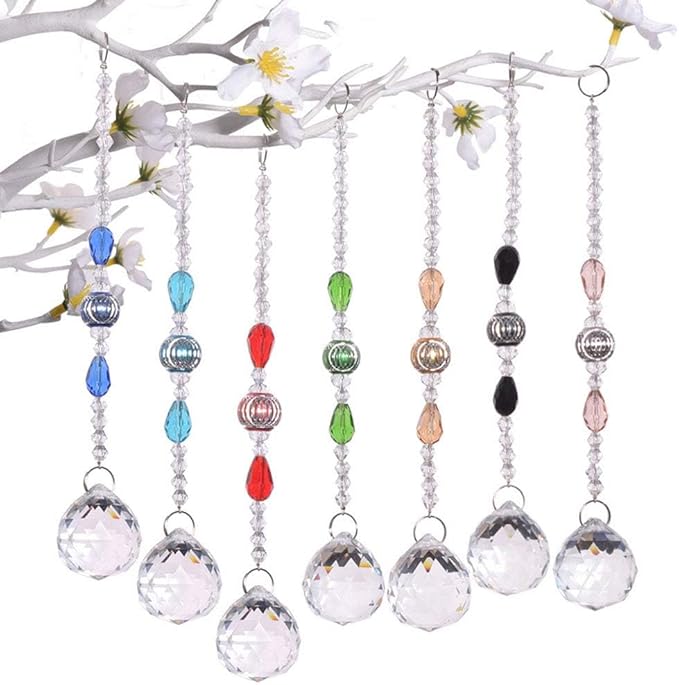 12 Pcs Crystal Ball Prism Suncatcher Rainbow Pendants Maker, 30mm Clear Glass Crystal Ball Prism,Hanging Crystals Prisms for Windows,for Feng Shui,for Home,Office,Garden Decoration-BloomoryGarden