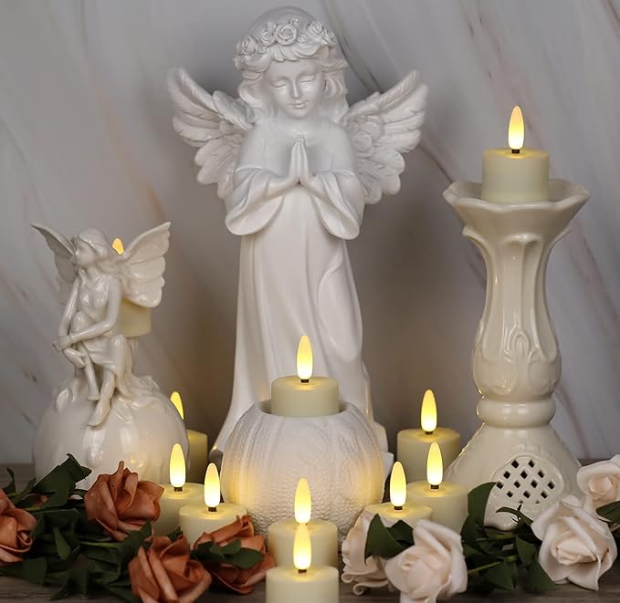 12 PCS 3D Wick Rechargeable Flameless Tealight Candles with Remote and Timer, Battery Operated Flickering LED Tea Lights, Durable & Lovely Fake Tea Candles, Ideal for Pumpkin/Bar/Party Decor-BloomoryGarden