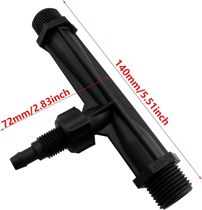 1/2-inch Plastic Irrigation Pipe Injector for Irrigation Venturi Fertilizer Mixer Injector Tube Suitable for Agricultural System Fertilizer and Chemical Injection Black-BloomoryGarden