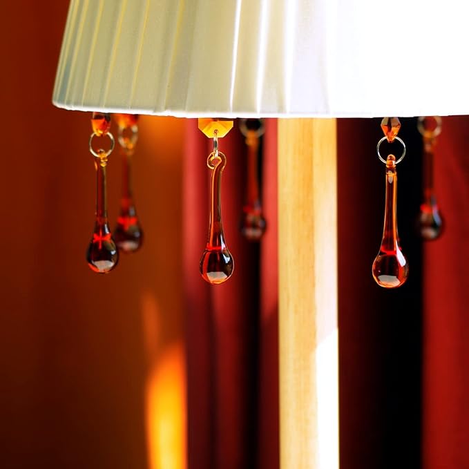12pcs Raindrop Crystal Chandelier Parts, 53mm Hanging Crystals Glass Beads for Window, Curtain Decoration (Amber)-BloomoryGarden