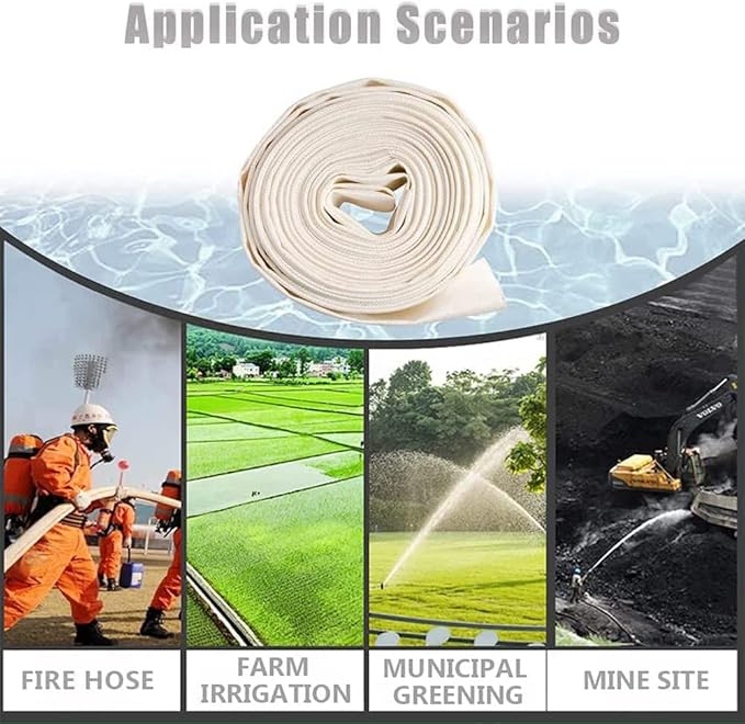 1" 30M-98FT Lay-Flat Hose Water Pool Cleaning Belt Discharge Pump Hose With Aluminum Clamps Fittings Fire Hose Length Connection Pump Hose for House,Garden,Irrigation, Water pumping hose Firehose-BloomoryGarden
