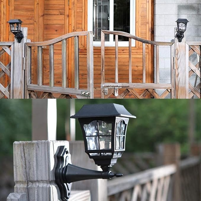 MAGGIFT 2 Pack Solar Wall Lantern Outdoor, Exterior Waterproof 15 Lumens Solar Sconce Light Fixture with Wall Mount Kit for Front Door Fence Garden Decor-BloomoryGarden