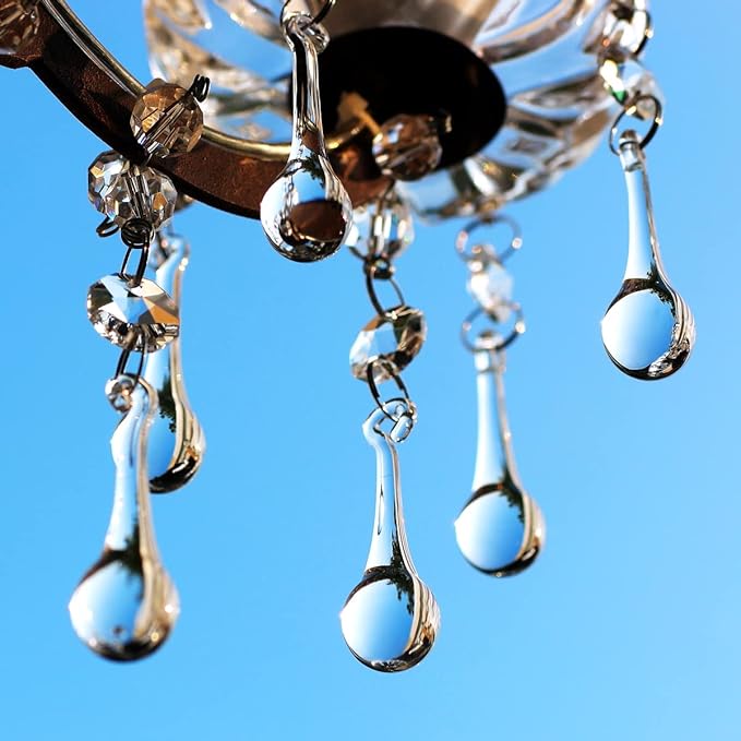 12pcs Raindrop Crystal Chandelier Prisms Parts, Hanging Crystals Beads for Chandeliers, Home Decoration-BloomoryGarden