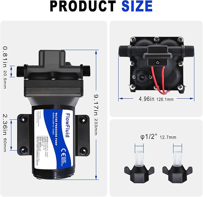 12V DC Water Pressure Booster Pump for RV,70PSI 5GPM Washdown Fresh Self Priming Diaphragm Pump for Boats with Filter,4-Chamner Transfer On Demand Pump for Marine Yacht Caravan Garden Hose-BloomoryGarden