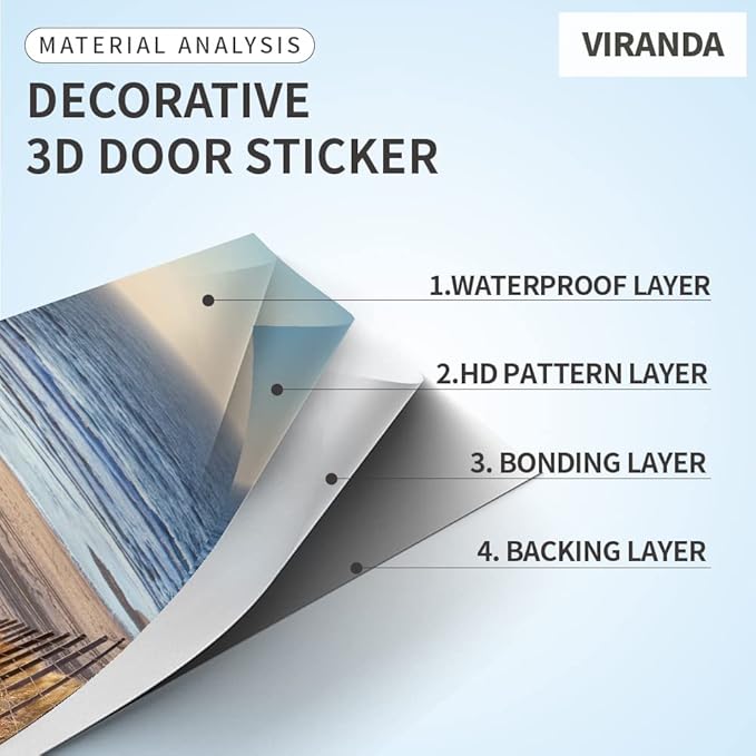 Horse 3D Door Stickers Murals - Peel & Stick - Waterproof & Washable - Matt Finish - Rustic Brown - Door & Wall - 33.9" x 78.7"