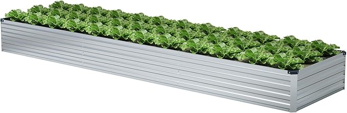 12x2x1FT Galvanized Raised Garden Beds Kit Large Outdoor Metal Gardening Planter Box for Vegetable Elevated Flower Herbs, Silver-BloomoryGarden
