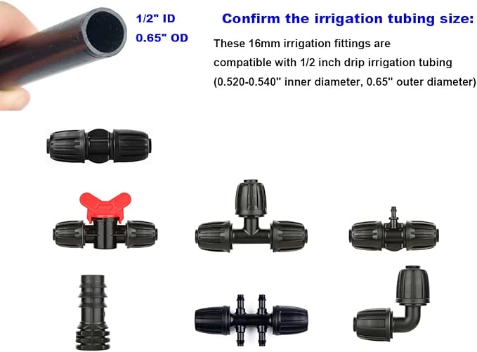 1/2 inch Drip Irrigation Fittings, Lock Barbed Elbow Connectors fit Most Rain Bird,Orbit,Dig,Toro 1/2" Drip Irrigation Tubing - Pack of 10