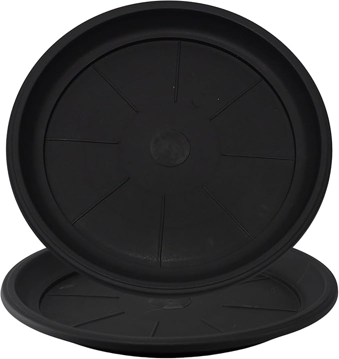 11" Decorative Heavy Duty Tray/Saucer (2 Pack) Pot/Planter Base for Indoor/Outdoor Decor (11 inches, Black)-BloomoryGarden